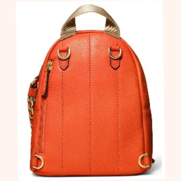 Michael Kors Slater Small Clementine Orange Pebbled Leather Convertible Backpack - Picture 5 of 8
